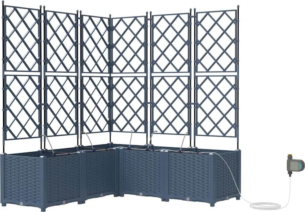 vidaXL Vază pentru Grădină 3 pcs Gri 120 x 40 x 125,5 cm Oțel