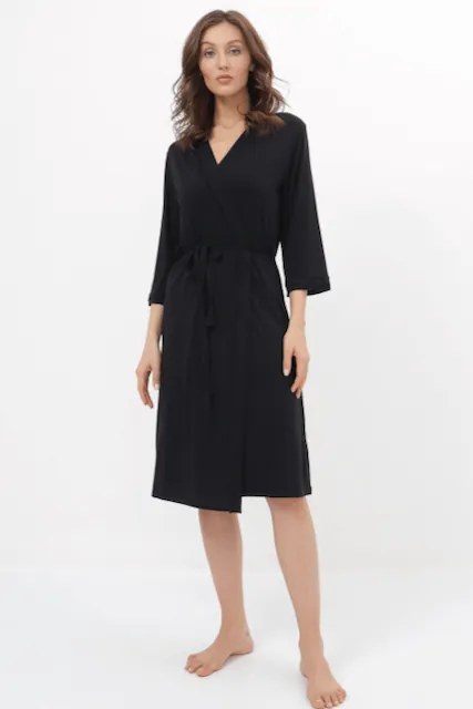 Cămașă de noapte cu halat pentru femei ERICA din bambus Negru / Black L