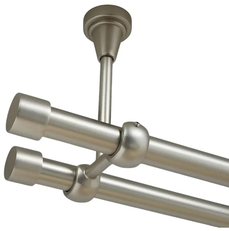 Galerie dubla capacel fara inele prindere tavan 19/19 mm crom mat (Alege marime: 140 cm)