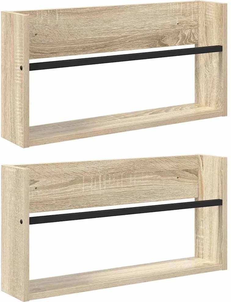 vidaXL Raft pentru reviste cu raft 2 pcs Stejar Sonoma 60 x 12 x 30 cm