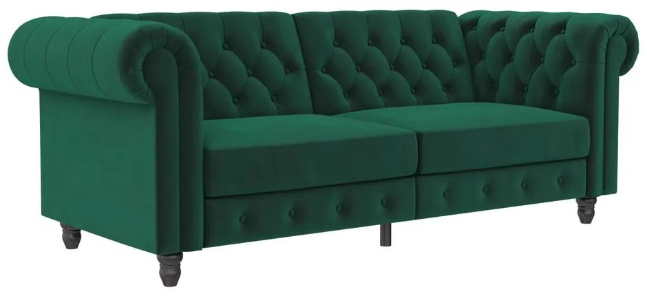 Canapea verde-închis extensibilă cu tapițerie din catifea 236 cm Felix – Støraa