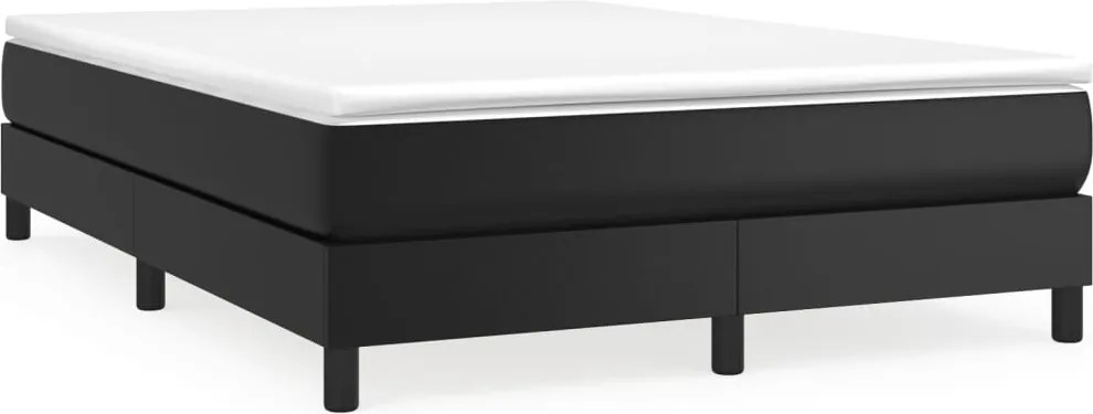 vidaXL Pat box spring cu saltea, negru, 140x190 cm, piele ecologică