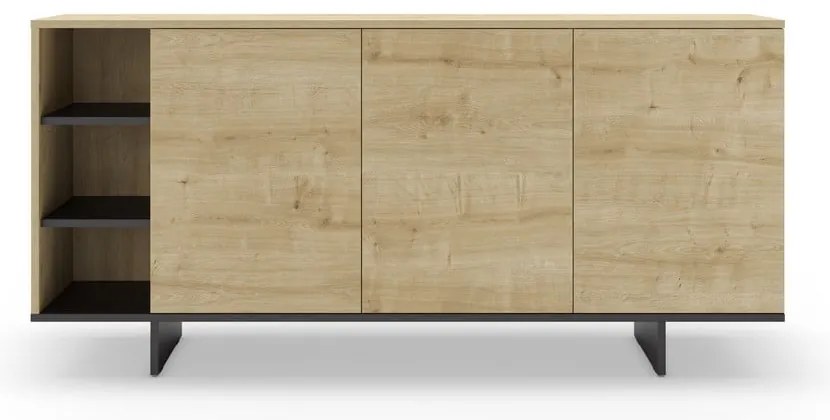 Comodă în culoare naturală joasă cu aspect de lemn de stejar 170x80 cm Cequoia – Marckeric