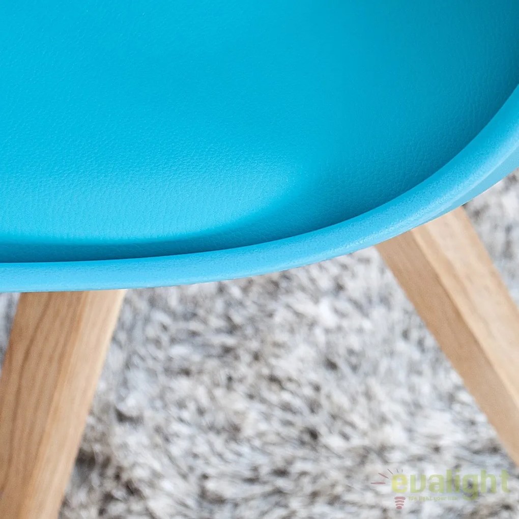 Scaun din lemn cu tapiterie din piele sintetica Scania NewLook II turcoaz A-36206 VC