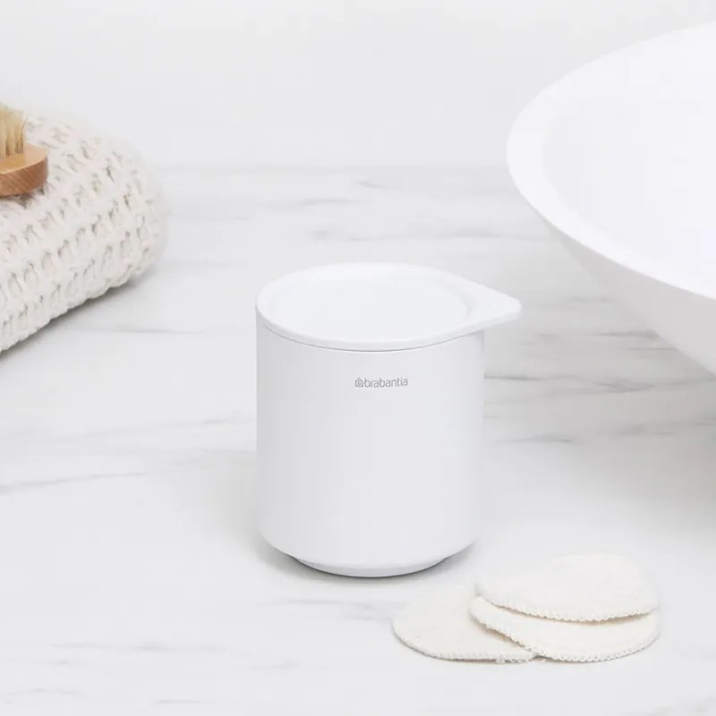 Cutie depozitare baie Brabantia MindSet Mineral 1005687, Baza antiderapanta, Finisaj mineral, Alb