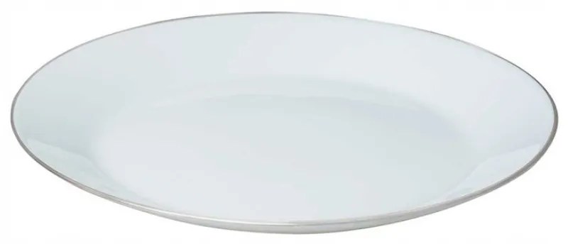 Set farfurii Kinghoff KH 1877, 18 piese, 6 persoane, Opal, Alb/Argintiu