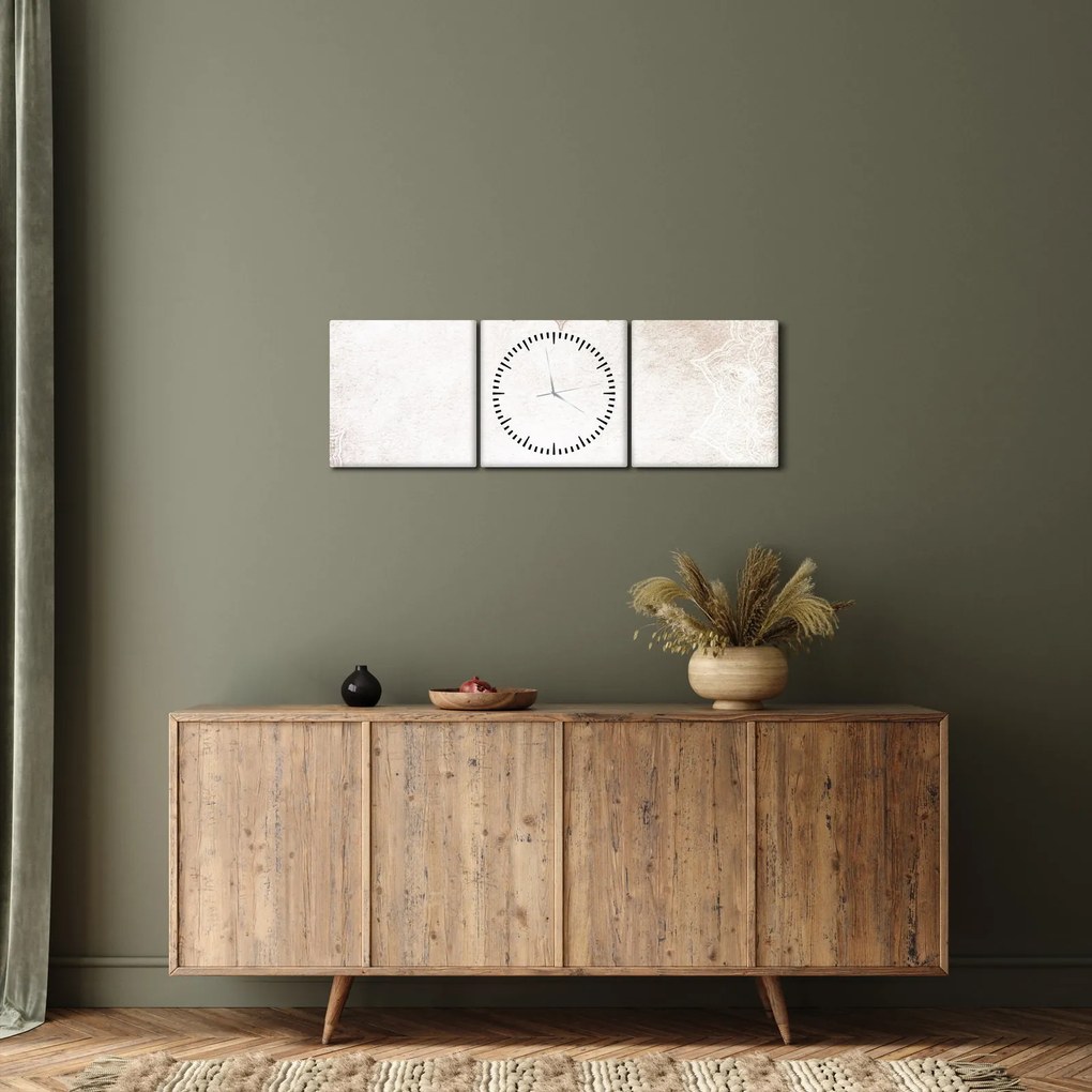 Tablou - Mandala pe zid (cu ceas) (90x30 cm)