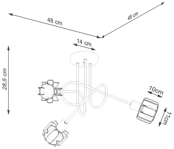 Lustră pe tijă BELUCI 3xE14/40W/230V neagră Sollux SL.1118