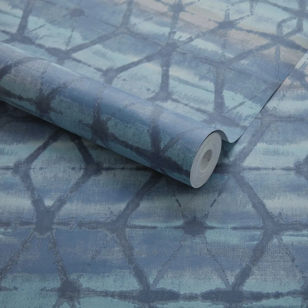 Tapet Mineral, Agate Blue Luxury Geometric, 1838 Wallcoverings, 5.3mp / rola