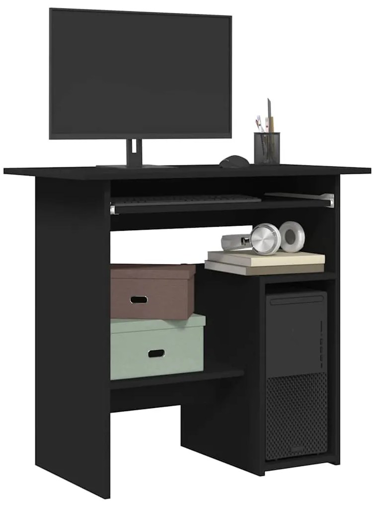 vidaXL Birou, negru, 80x45x74 cm, lemn prelucrat