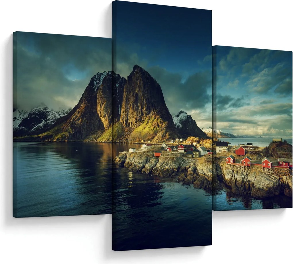 Tablou cu sat de pescari din Norvegia (90x60 cm)