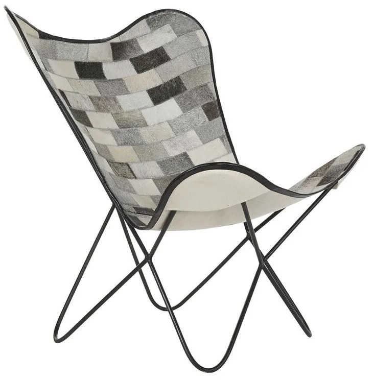 Scaun dkd home decor negru gri bej metal piele alb (74 x 70 x 90 cm)