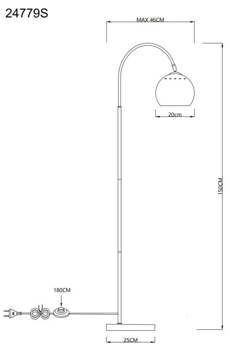 Lampadar Lampa de podea din metal negru BENNO
