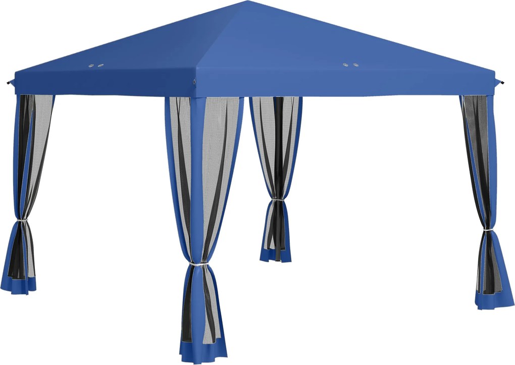 Outsunny Tonelă pop-up Barnum Pliant Style Colonial 3 x 3 m 4 plase de țânțari + Geantă de Transport albastru | Aosom Romania