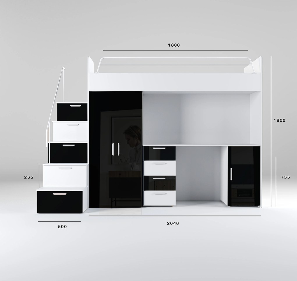 Pat pentru copii Ruby IV S (Alb + negru) (Cu somieră). 611106