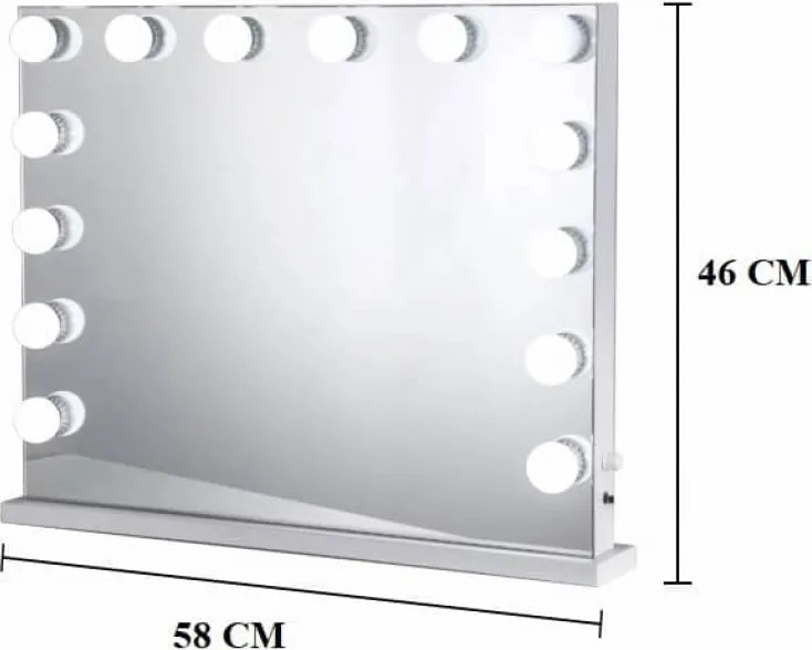 Oglindă cosmetică, sistem iluminare LED cu 3 culori, Senzor Tactil, Luminozitate Reglabilă, Alb, GLAM 14