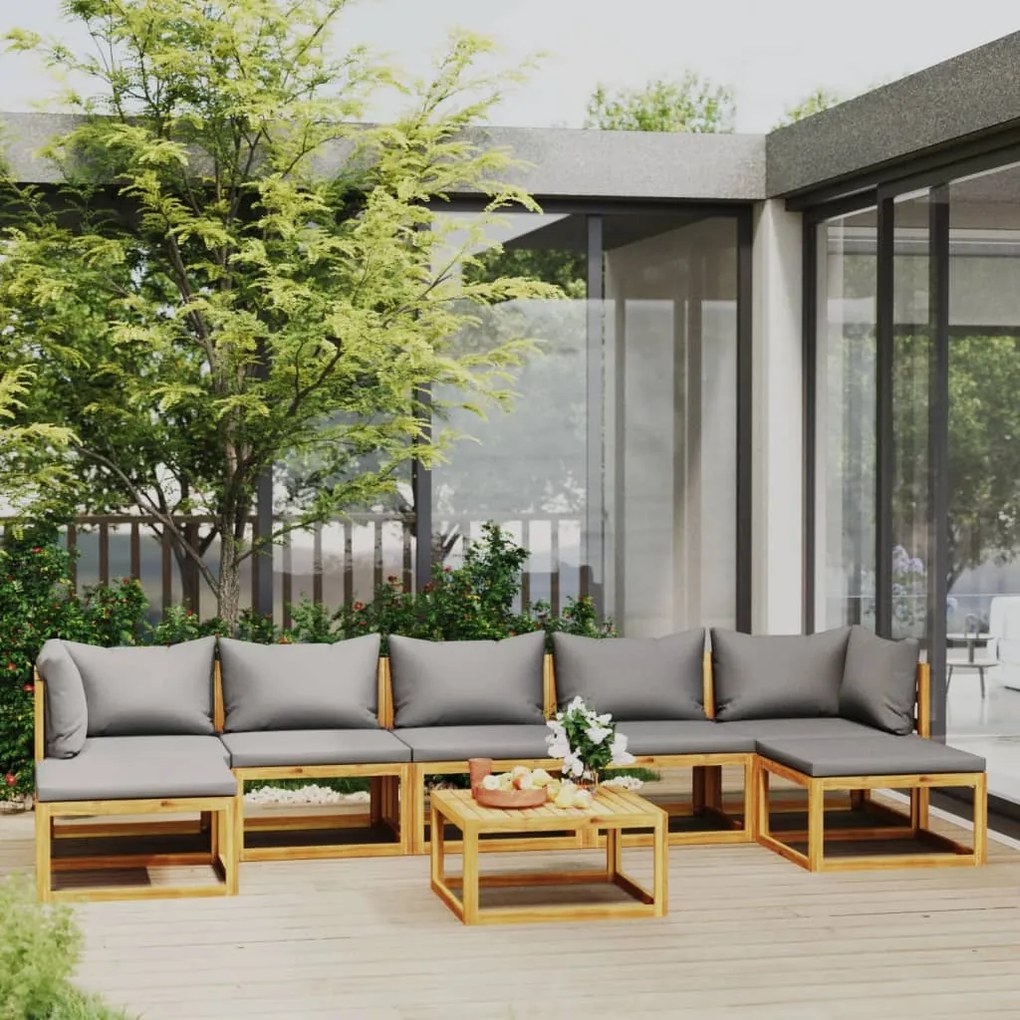 vidaXL Set mobilier grădină cu perne, 8 piese, lemn masiv acacia