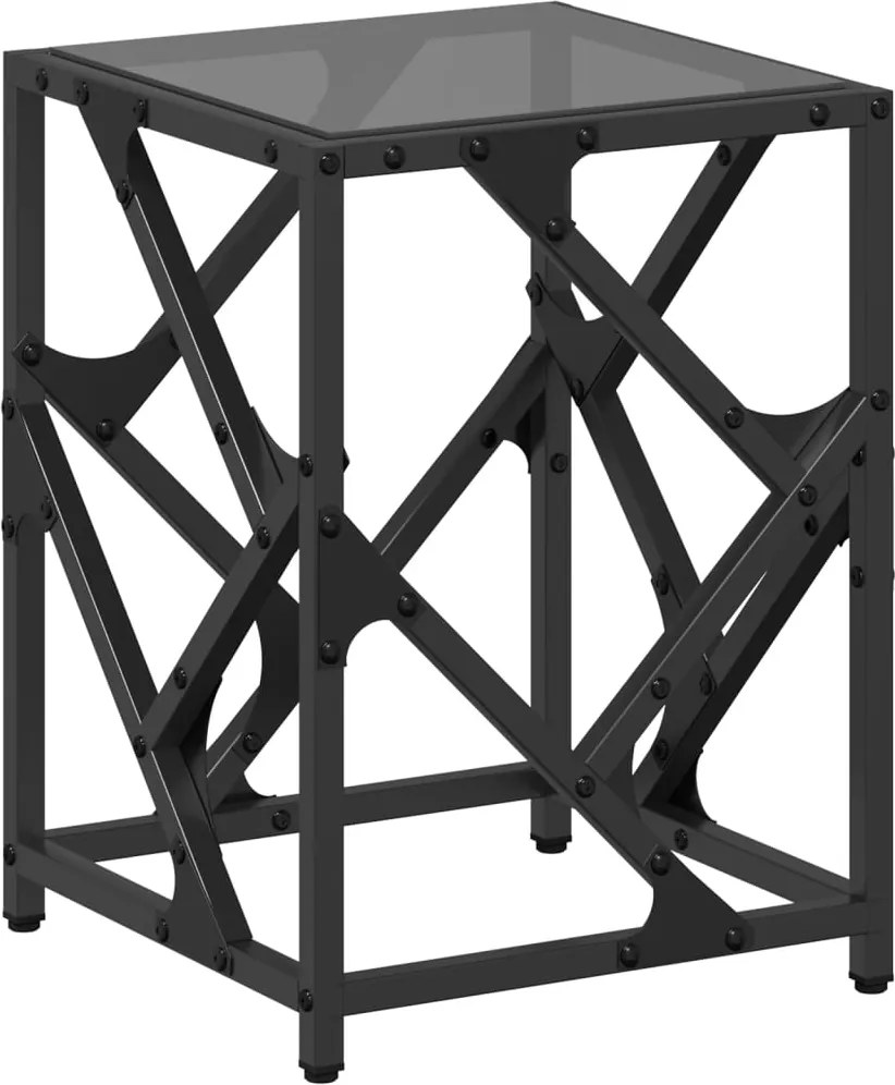 vidaXL Măsuță de cafea, blat din sticlă negră, 30x30x41 cm, oțel