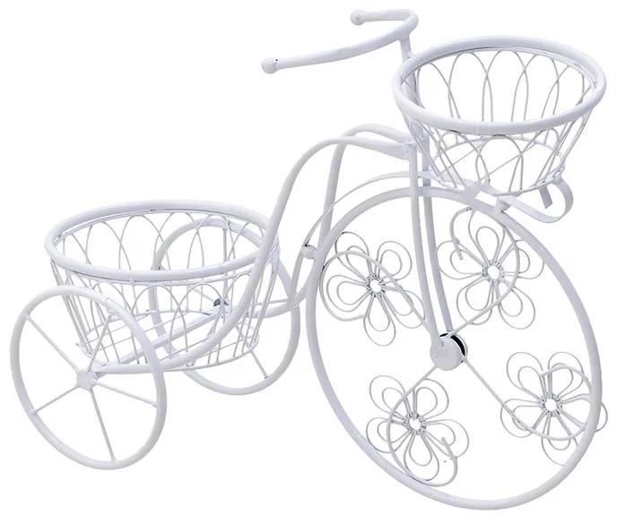 Suport metalic flori Bicicleta alb 65 cm x 24 cm x 46 cm