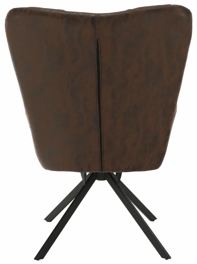 Fotoliu de design rotativ, maro ţesătură cu efect de piele întoarsă/negru, KOMODO