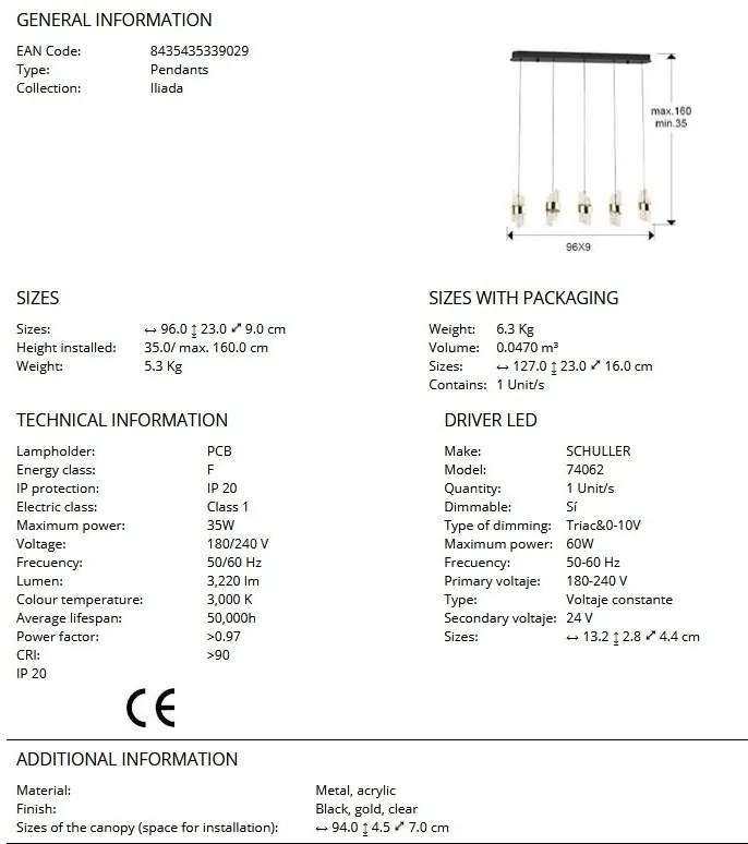 Lustra LED suspendata design elegant Iliada 5L