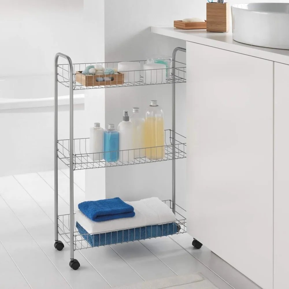 Suport mobil cu rafturi Metaltex Ascona Slim De Luxe, înălțime 84 cm