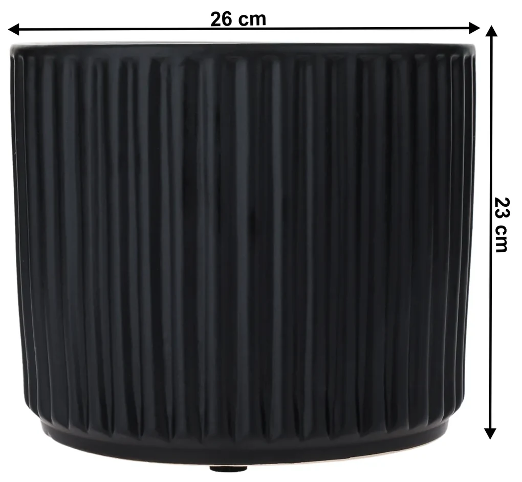 Ghiveci de flori din ceramică, negru mat, KELSO TIP 2