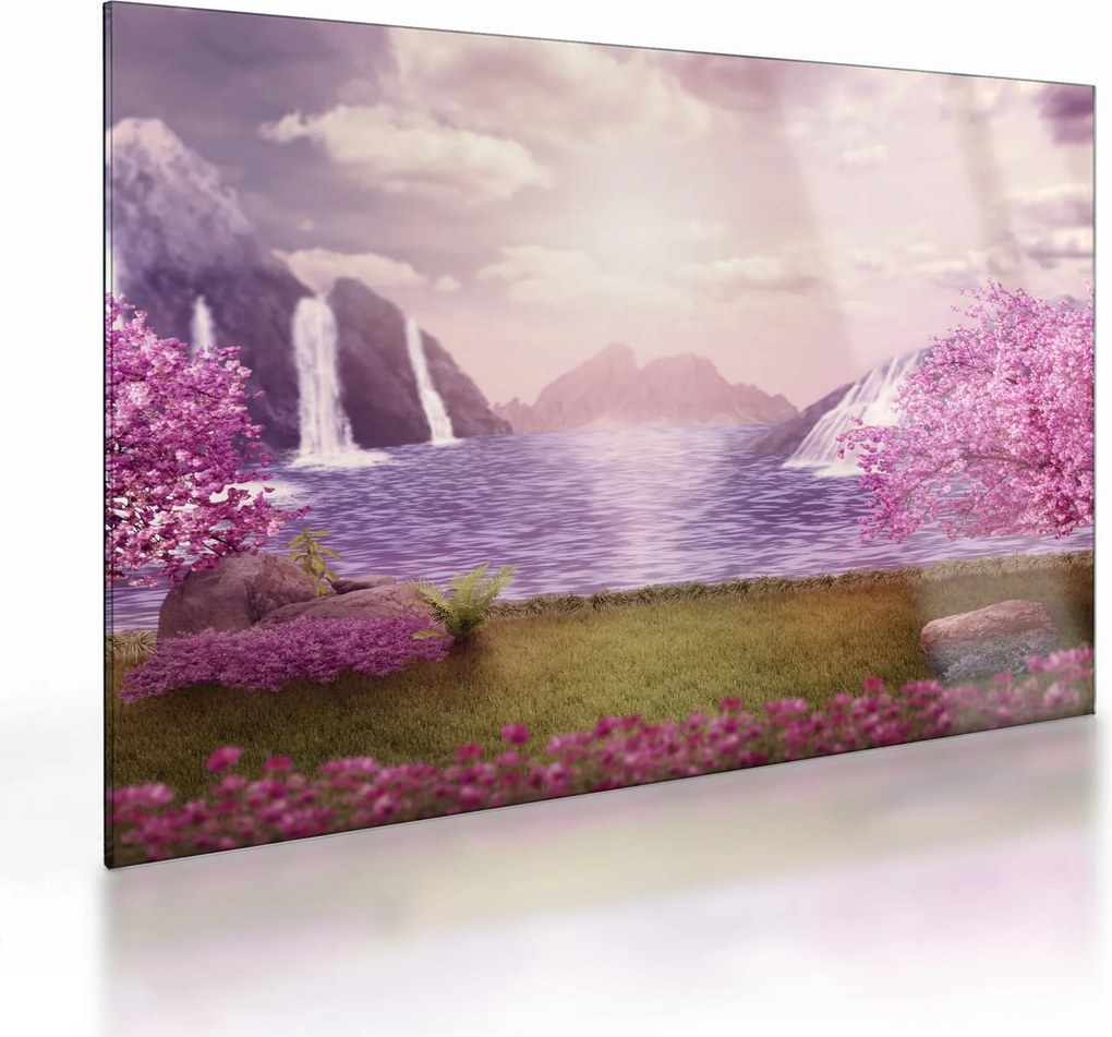 Tablou pe sticlă cu lac (70x50 cm)