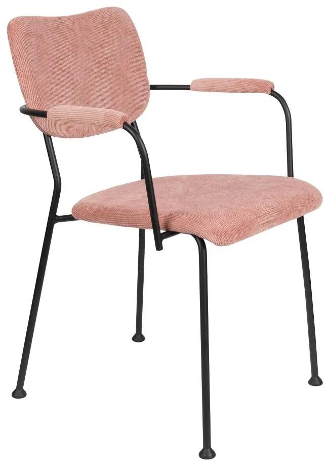 Set 2 scaune cu brate catifea roz Benson