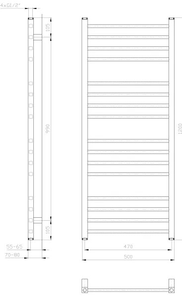 Sapho - Radiator de baie METRO, 386 W, 50 x 120 cm, alb