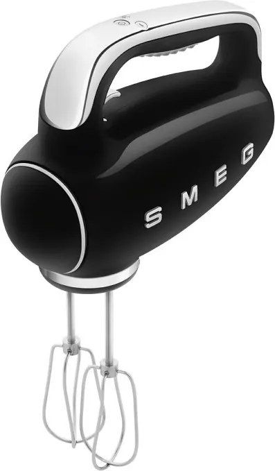 Mixer manual SMEG 50's Style HMF01BLEU, 250 W, 9 viteze, Functie Turbo, Afisaj LED, Timer, Accesorii, Negru