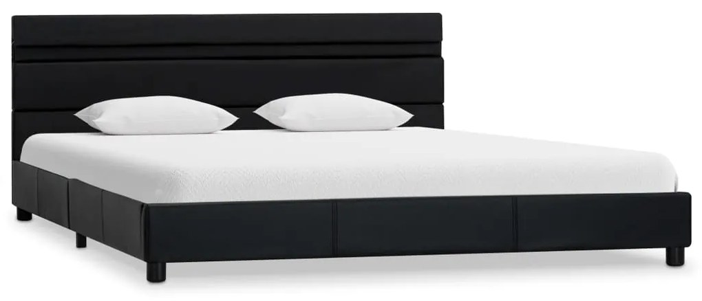 Cadru de pat cu LED-uri, negru, 120 x 200 cm, piele ecologica Negru, 120 x 200 cm