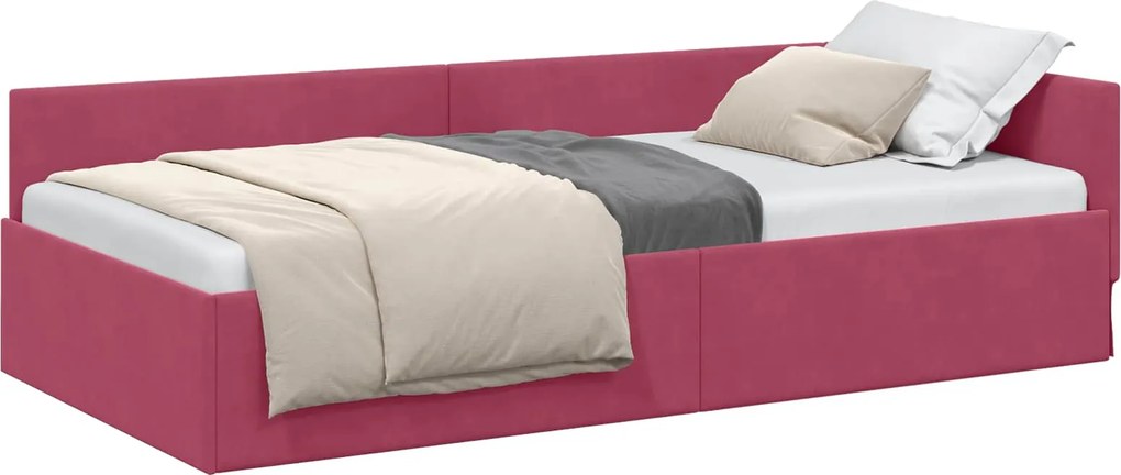 vidaXL Cadru de pat colțar Roșu Vin 80 cm x 200 cm Catifea