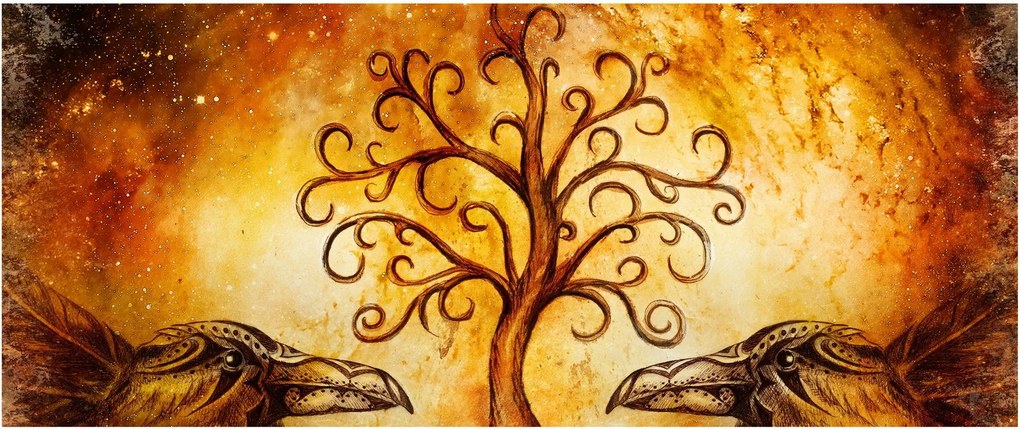 Tablou natural abstract cu copac (120x50 cm)
