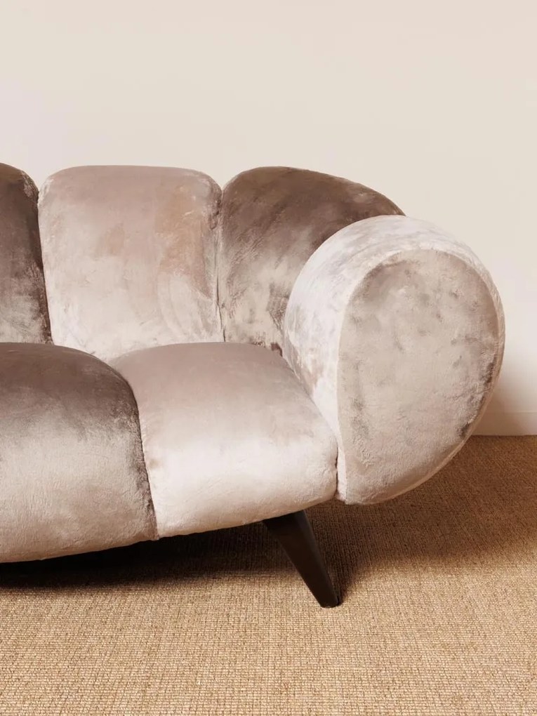 Canapea premium din catifea taupe, 3 locuri, „Mercurio”
