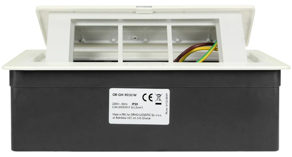 Priza incastrabila dreptunghiulara, neechipata, 6 module, cablu 1.5m, alba, Orno Norger