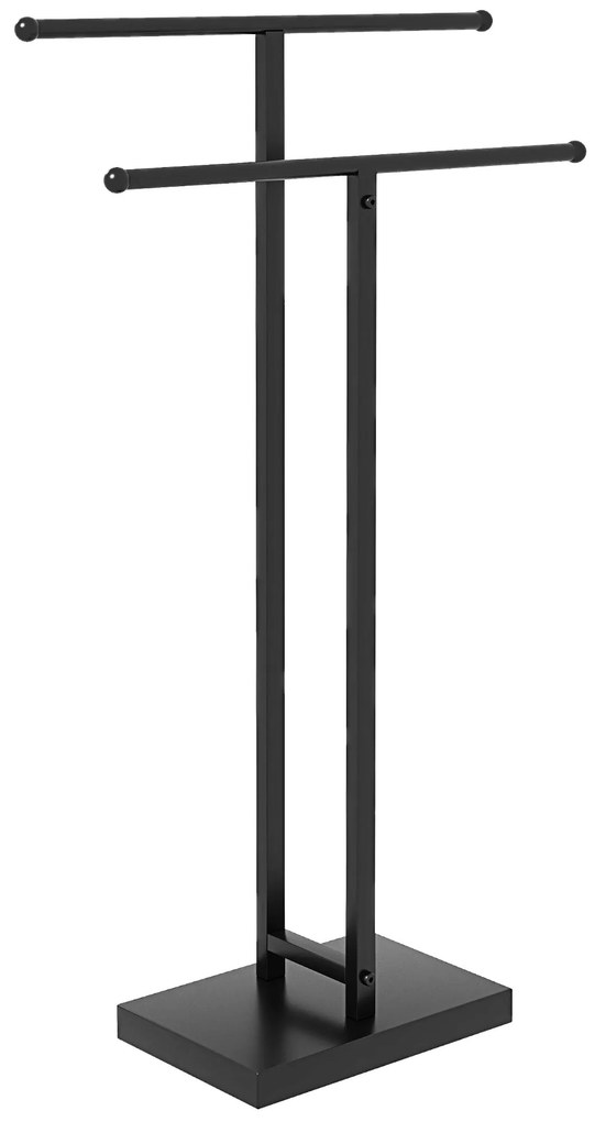 HOMCOM Suport de Prosoape de Podea cu 2 brațe, Suport de Prosoape din Metal pentru Baie, 50x18,5x85 cm, Negru | Aosom Romania