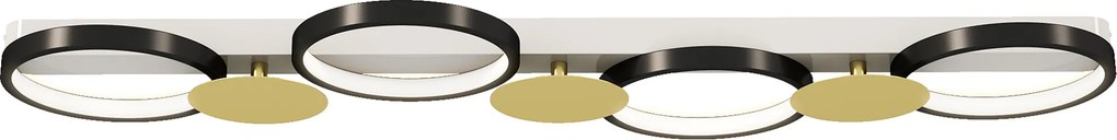 HOMCOM Lampă de tavan LED 38W 1500LM 3000K-6500K Lampă pentru living cu 4 becuri Telecomandă Schwarz+Gold | Aosom Romania