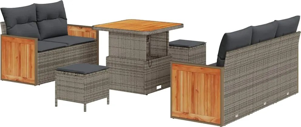 vidaXL Set de canapele pentru grădină cu pernă 8 pcs Gri