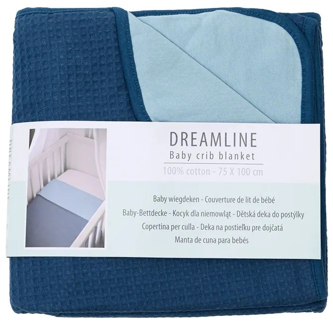 Patura din bumbac pentru patut copii DREAMLINE 75x100 cm - mai multe culori Culoare: Albastru