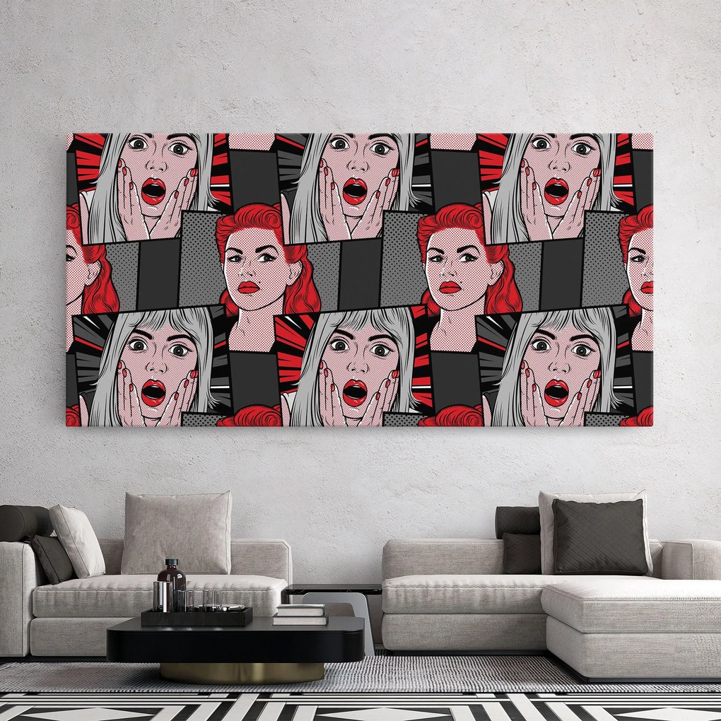 Tablou Canvas, 60x120cm, Dormitor si Living, Moderne, Pop, Grey Red Pop Art