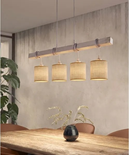 Brilagi - lustru LED suspendat pe cablu NUBILA 4xE27/60W/230V gri/maro deschis