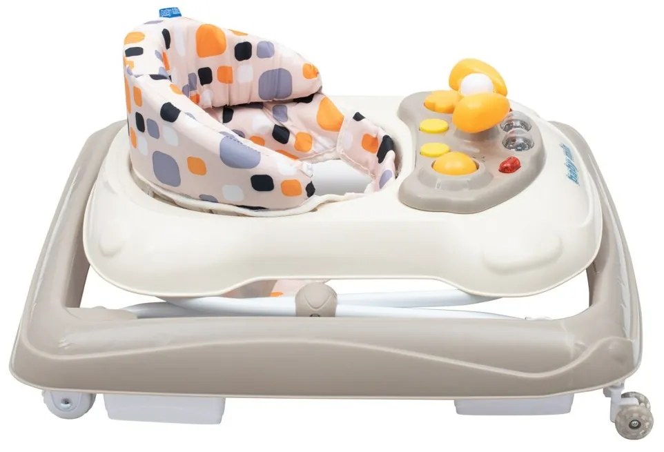 Baby Mix Walker pentru copii cu volan și roți dinsilicon, bej, 50 x 44 x 50 cm