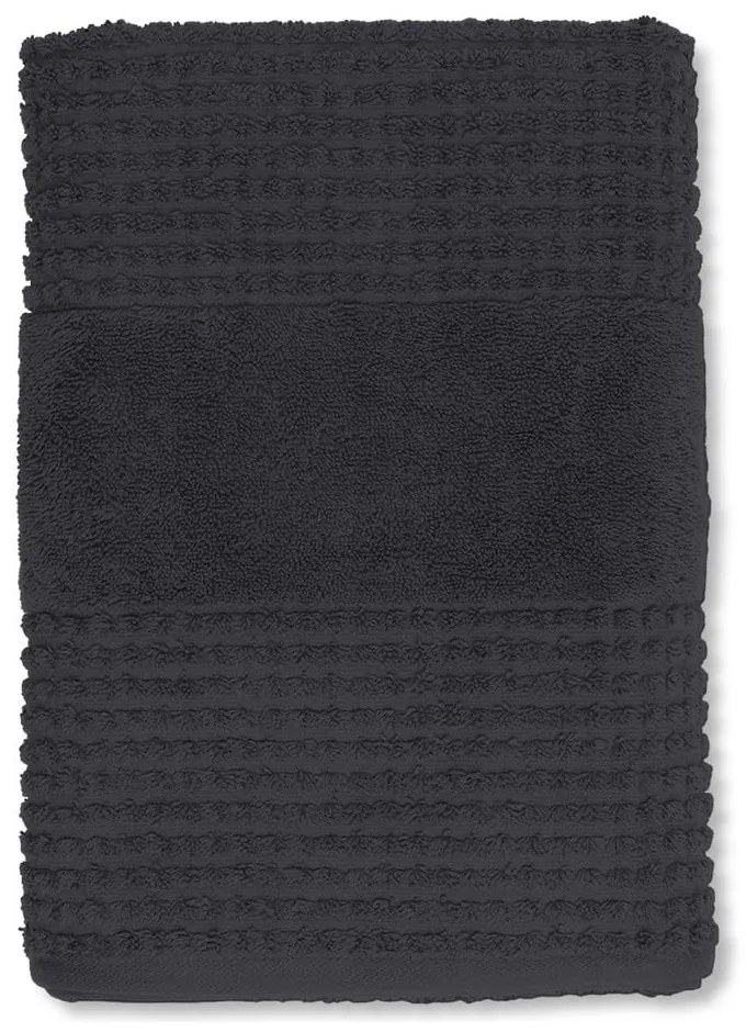 Prosop gri închis din bumbac organic din frotir 70x140 cm Check – JUNA