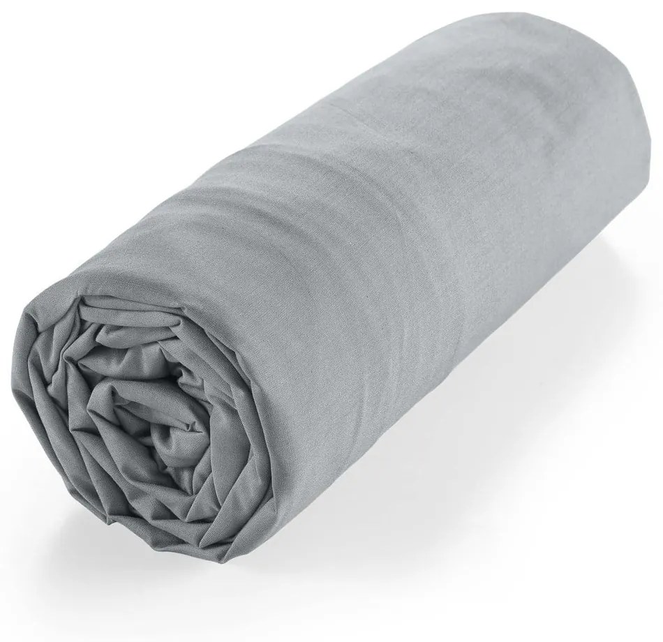 Cearceaf gri din bumbac organic cu elastic 160x200 cm Biolina – douceur d'intérieur