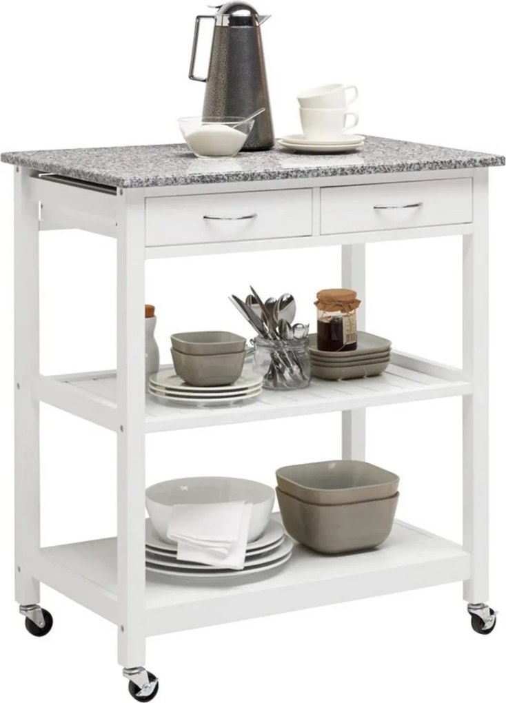 Carucior servire BABETTE, alb/gri, 78x48x87 cm