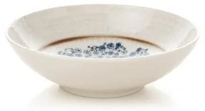 Set de veselă, 24 piese, porțelan, albastru/bej