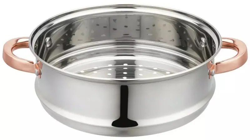 Oala pentru gatit la aburi Klausberg KB 7736, 24 cm, 5 L, 5 piese, Inductie, Inox/Aur roz