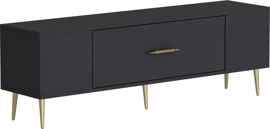 Comoda TV, Hanah Home, Dekos, 150x48.2x29.6 cm, Antracit / Aur