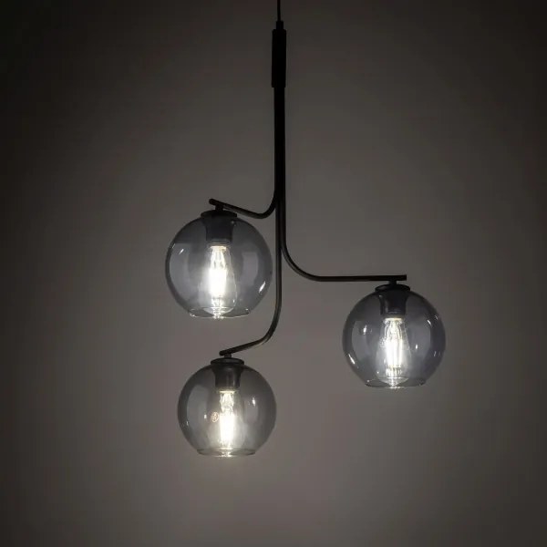 Lustră LED pe cablu CESAR 3xE27/15W/230V negru/gri fumuriu